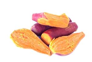 Steamed sweet potatoes, isolated on white background. Concept, healthy food. Highly nutritious of fiber, vitamins, and minerals with benefit for health. photo