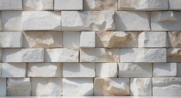 Textured white stone wall with irregular blocksTextured white stone wall with irregular blocks. photo