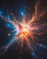 Breathtaking cosmic display showcases the vibrant aftermath of a supernova in deep space photo