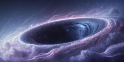 Black Hole Surrounded by Cosmic Clouds in Deep Space Digital Art photo