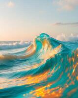Dynamic Waves with Vivid Colors and Warm Light photo