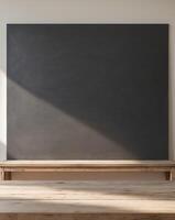 there is a picture of a blackboard on a wooden table photo