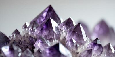 Amethyst Crystal Cluster Purple Gemstones Closeup MacroAmethyst Crystal Cluster Purple Gemstones Closeup Macro. photo