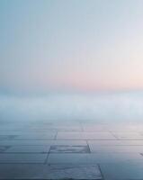 Moody Digital Artwork with Wet Stone Floor and Misty Horizon photo