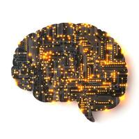 Digital brain concept showcasing technology and circuits with glowing lights representing artificial intelligence and neural networks photo