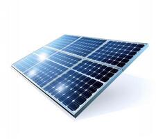 Solar panels on a clear background reflecting sunlight and showcasing renewable energy technology photo