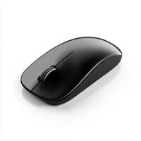 Wireless black computer mouse on a white background showcasing sleek design and modern technology for efficient use photo
