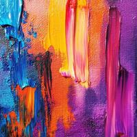 Bold and vibrant abstract painting showcasing textured strokes of color on canvas photo