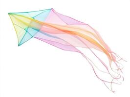 Colorful kite flying high in the bright sky during a sunny afternoon photo