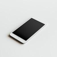 Smartphone resting on a plain surface showcasing a sleek design and minimalistic style with a dark screen in a bright environment photo