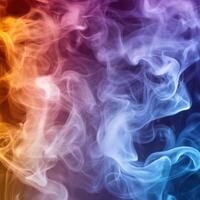 Colorful smoke swirls create an abstract background design with vivid hues of orange, purple, and blue photo