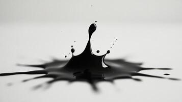 Single black drop of liquid suspended in midair with ripple impact creating a mesmerizing minimalistic abstract design photo