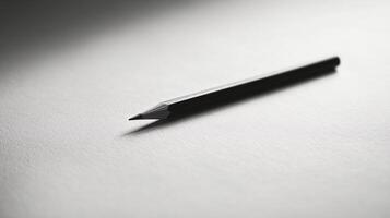 Solitary black pencil lying diagonally on textured surface sharp tip emphasizing simplicity and precision photo