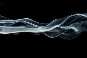 Abstract soft white smoke swirls horizontally on black background creating elegant minimalist composition photo