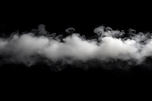 Mysterious White Smoke Mist on Black Background for Abstract Design photo