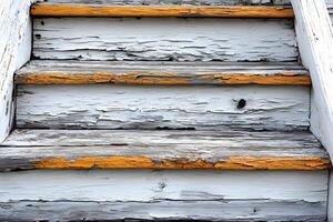 Rustic Wooden Stairs with Peeling Paint Texture for Design Projects photo
