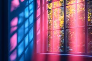 Sunlit Window with Colorful Shadow Patterns for Interior Design Inspiration photo