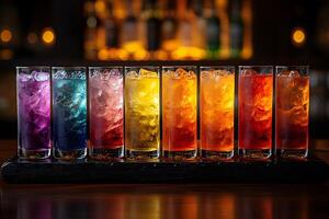Colorful Cocktail Arrangement Vibrant Drink Selection for Bar Menus and Party Themes photo