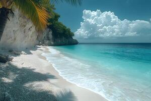 Serene Tropical Beach Paradise with Turquoise Waters and White Sand for Relaxation and Travel Inspiration photo