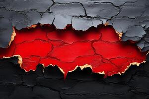 Dramatic Red and Black Cracked Surface Texture for Design and Background Use photo
