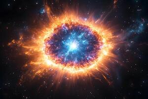 Cosmic Burst of Stellar Colors in Expansive Nebula for Astronomy Art and Science photo