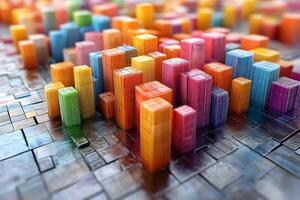 Vibrant Abstract Urban Landscape of Colorful Geometric Structures photo