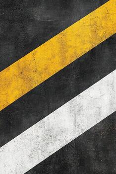 Featuring abstract road lines in white and yellow on an asphalt surface, this dynamic background creates depth with soft shadows. Designed for transport themes, it offers ample space for text overlay photo