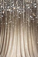 Celebrate in style with this glamorous disco party background featuring a dazzling glitter curtain in gold and silver tones, perfectly designed for elegant events and text overlays photo