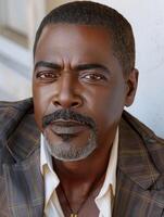 Close-up portrait of a man with a thoughtful expression photo