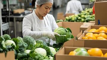 Fresh Produce Processing Cabbage and Oranges photo