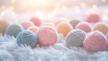Pastel Yarn Balls - A Soft and Colorful Display photo