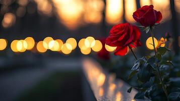 Romantic Sunset Roses in the Garden photo
