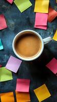 Coffee Break with Colorful Sticky Notes photo