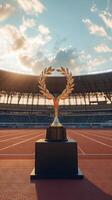Golden Trophy in a Stadium - Victory and Achievement photo