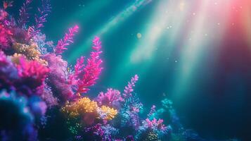 Fantastic Underwater Coral Reef Scene with Vibrant Colors photo