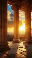 Ancient Columns at Sunset - Historical Architecture photo
