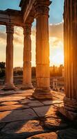 Ancient Columns at Sunset A Glimpse into History photo