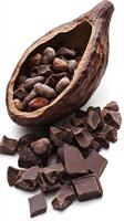 Dark Chocolate and Cocoa Beans A Luxurious Treat photo