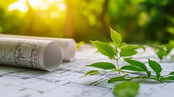 Sustainable Architectural Plans in Nature's Embrace photo