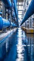 Industrial Waterway System with Blue Pipes photo