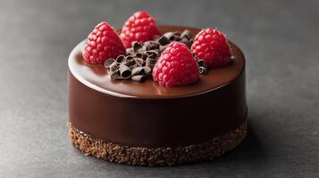 Rich Chocolate Cake with Fresh Raspberries photo
