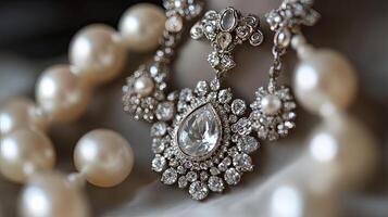 Exquisite Diamond and Pearl Necklace, Sparkling Elegance photo