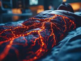 professional illustration showcases intricate network of arteries and veins within human body. vibrant colors and clean labeling enhance understanding of human anatomy photo