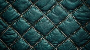Focusing on unique diamond stitch pattern quilted fabric highlights its soft sheen and padded texture. vibrant colors contribute modern inviting feel any space photo