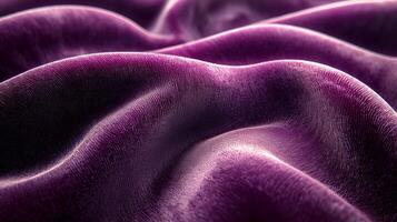 macro view captures plush texture and soft sheen of burgundy velvet fabric. lighting creates gentle highlights and shadows enhancing luxurious appearance and depth of material photo