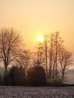 sundown with tree and cross photo