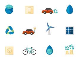 Flat color icons of environment vector