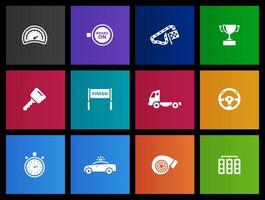 Auto racing icon in Metro UI illustration vector