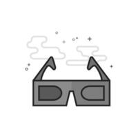 3D glasses icon in flat outlined grayscale style illustration vector