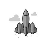 Stealth bomber icon in flat outlined grayscale style vector